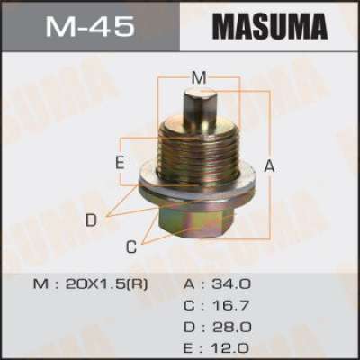 Болт маслосливной С МАГНИТОМ MASUMA (с шайбой) Honda 20х1.5mm