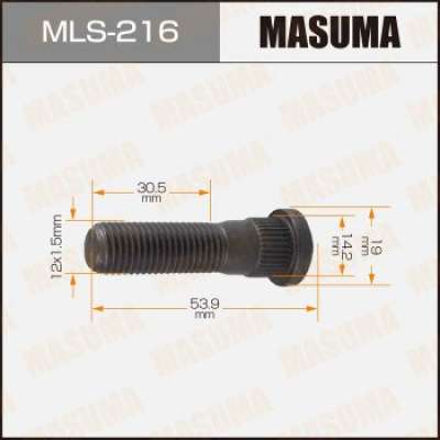 Шпилька MASUMA - арт. MLS-216 Toyota, Daihatsu, Lexus, Mitsubishi, Honda, 12х1,5х53-54 мм d14 (уп 20 шт)