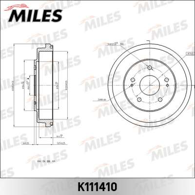 Барабан тормозной HONDA CR-V 95-02/HR-V 99- Miles. Артикул - K111410