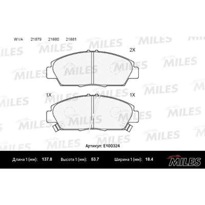 Колодки тормозные HONDA ACCORD/PRELUDE 93-98 передние SemiMetallic Miles. Артикул - E100324