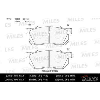 Колодки тормозные HONDA CIVIC/CRX/PRELUDE 83-95 передние SemiMetallic Miles. Артикул - E100420