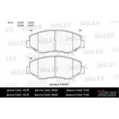 Колодки тормозные HONDA CR-V II/ELEMENT 02- передние SemiMetallic Miles. Артикул - E100367